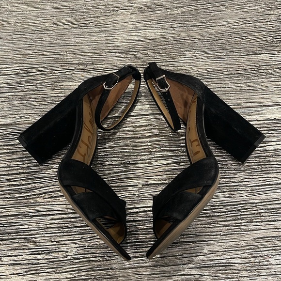 Sam Edelman Women's Yancy Ankle Strap Block Heel Suede Sandals Black Size 8 - Picture 3 of 8